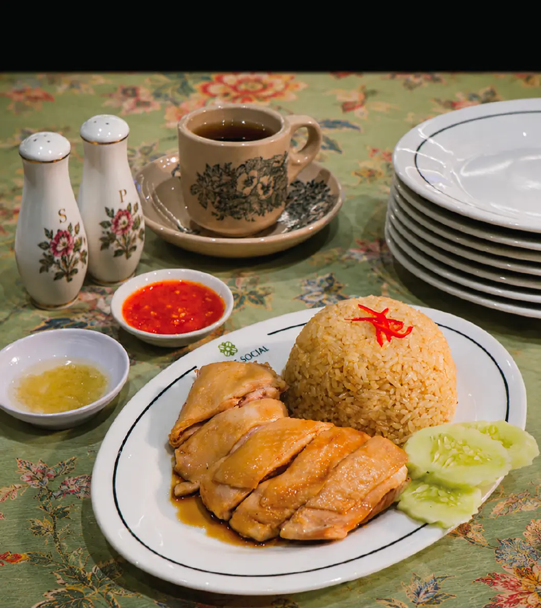 Nasi Hainan with poached chicken