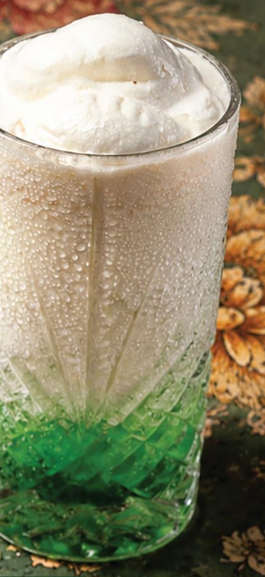 Lychee Float in a cut-glass tumbler